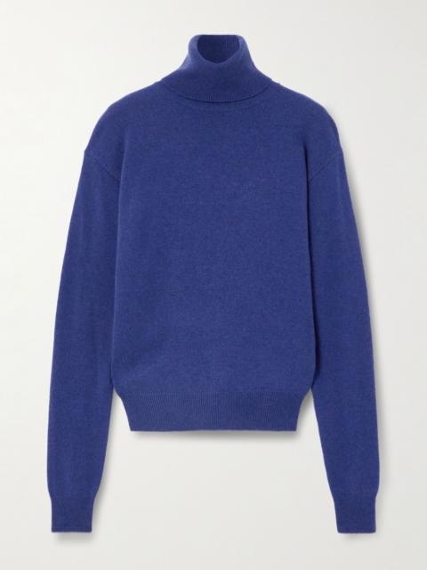 SAINT LAURENT Cashmere and wool-blend turtleneck sweater Blue
