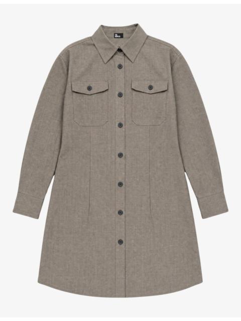 The Kooples Collared Button-Down Wool-Blend Shirt Dress