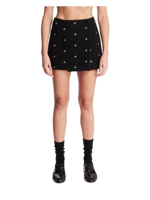 RIER Black Walker Embroidered Mini Wrap-skirt