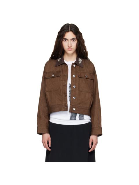 Simone Rocha Brown Cropped Utility Denim Workwear Jacket