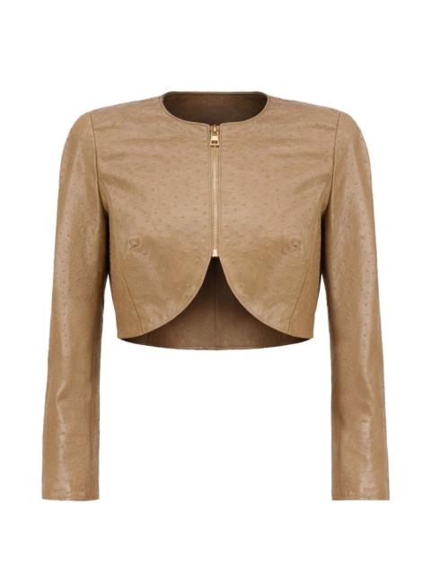 ELISABETTA FRANCHI structured-shoulders textured-details zip-up cropped jacket