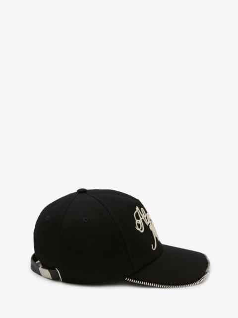 Alexander McQueen Blake Illustration Baseball Cap in Black/ivory