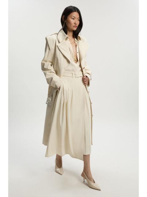 KAREN MILLEN Strong Shoulder Belted Midi Trench Coat