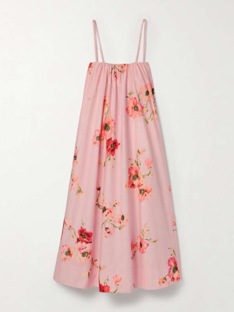 Lightburst floral-printed cotton-poplin midi dress