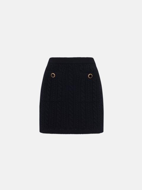 Alessandra Rich WOOL BLEND KNITTED MINI SKIRT WITH JWL BUTTONS