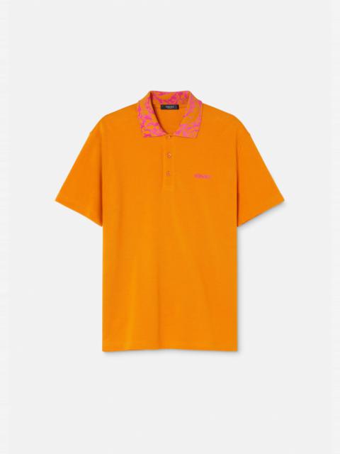 VERSACE Flock Barocco Silhouette Polo Shirt