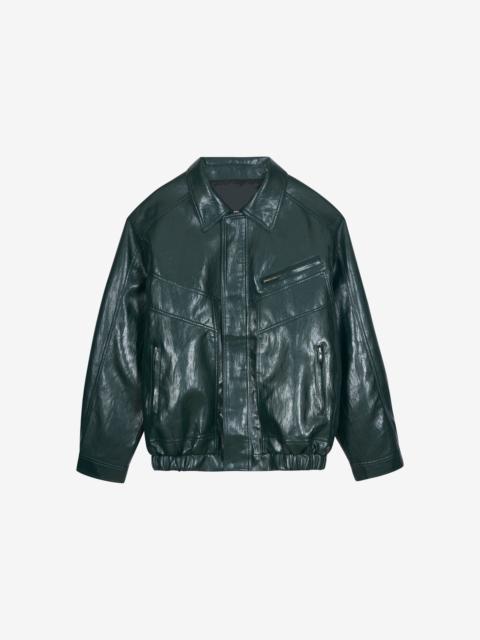 The Frankie Shop Risner Faux Leather Jacket - Deep Green