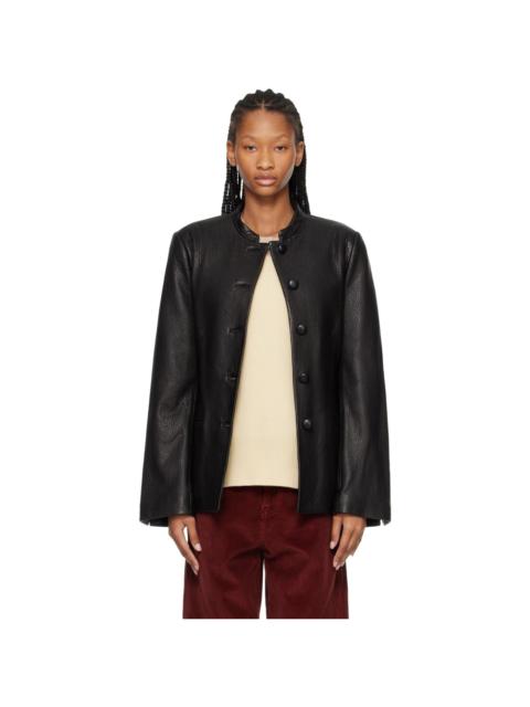RÓHE Black Shaped Grain Leather Jacket