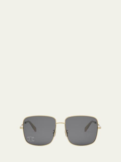 CELINE Embellished Triomphe Metal Square Sunglasses