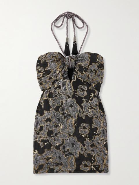 Johanna Ortiz + Net Sustain Distinguished Avardians Sequined Silk-jacquard Halterneck Mini Dress