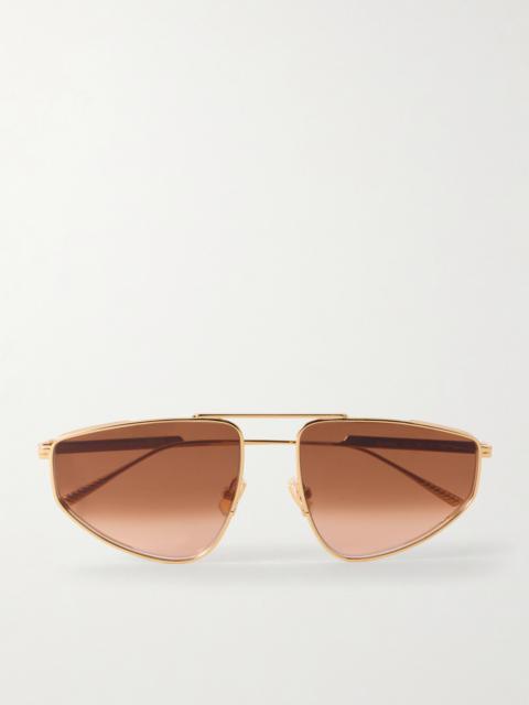 Bottega Veneta Ribbon Aviator-style Gold-tone Sunglasses