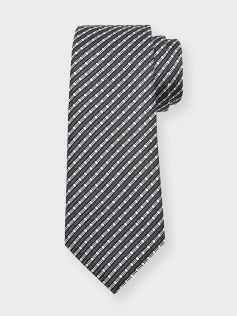 GIORGIO ARMANI Men's Silk Jacquard Geometric Stripe Tie