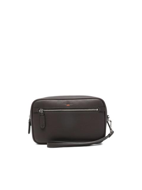Santoni zip leather beauty bag