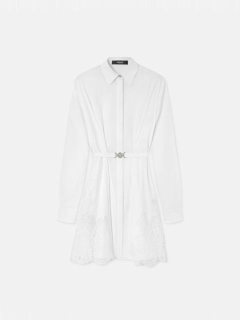 VERSACE Lace-Trim Cotton-Poplin Mini Shirt Dress