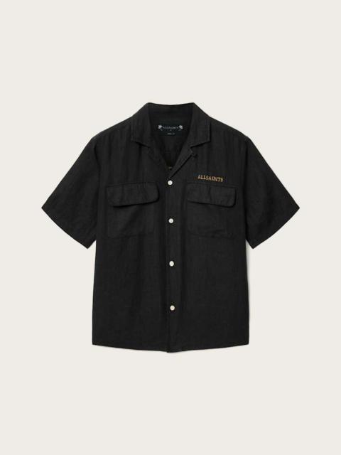 ALLSAINTS DUNLOE SHORT SLEEVE BOXY LINEN SHIRT