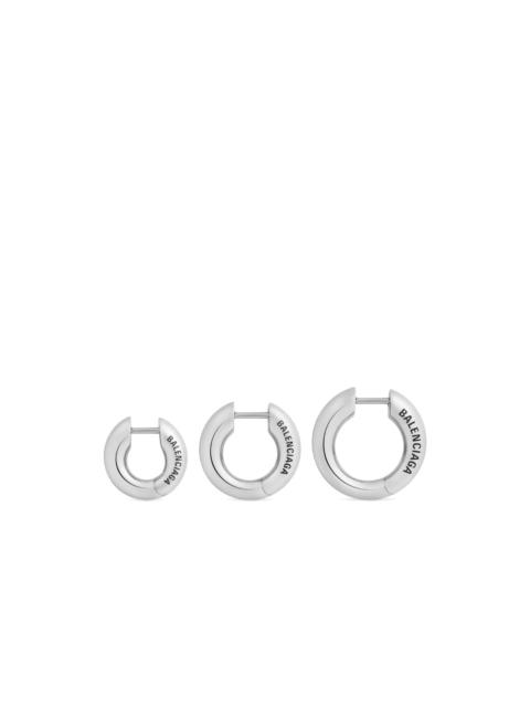 logo-print sterling silver hoop earring set