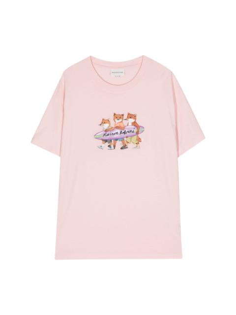 Surfing Foxes-print cotton T-shirt