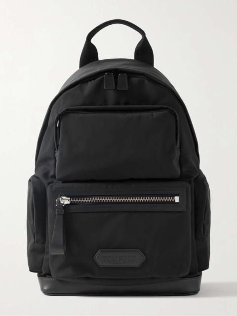 Leather-Trimmed Shell Backpack