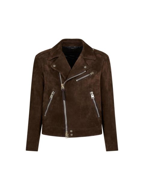 BUTTERY SUEDE ASYMMETRIC BIKER