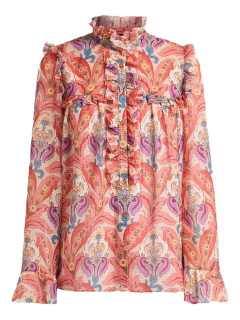 Etro ruffle-detailed floral blouse