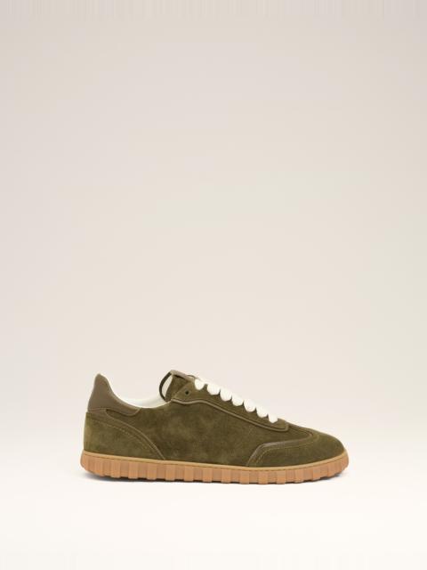AMI Paris GREEN LEATHER LOW TOP STEP SNEAKERS
