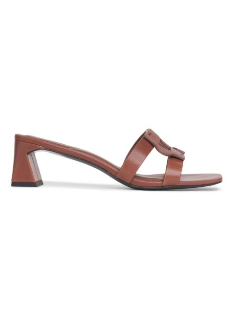 SIMKHAI Women's Monogram 50MM Leather Block-Heel Sandals - Sable