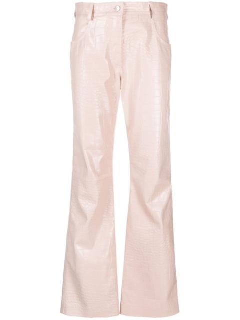 MSGM embossed-crocodile flared trousers