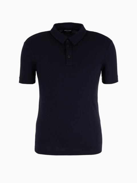 Pure cashmere interlock polo shirt