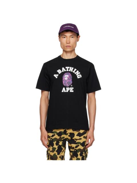 A BATHING APE® Black Camo College T-Shirt