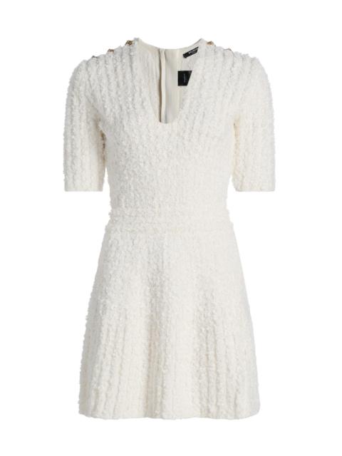 Balmain Women's Buttoned Knit Tweed Minidress - Oka Naturel