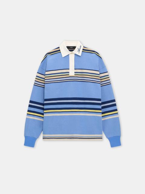 AMIRI STRIPED OVERSIZED LONG SLEEVE POLO