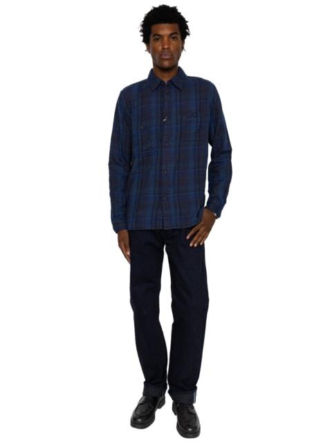 Pure Blue Japan Indigo Overdyed Double Gauze Check Shirt - Indigo Check (Blue in Green Exclusive)