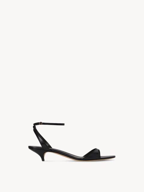 The Row Vika Ankle Strap Kitten Heel in Leather