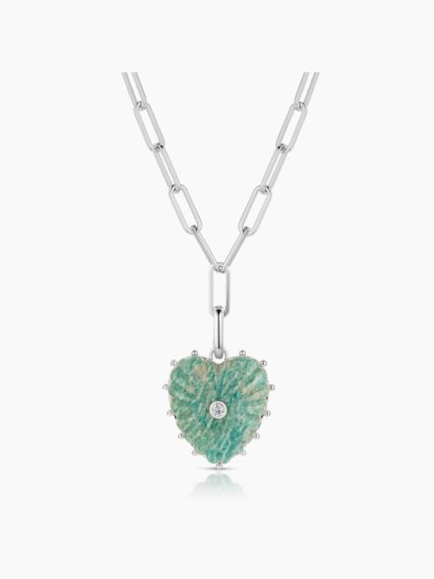 THATCH Malene Silver Amazonite Heart Clip Necklace
