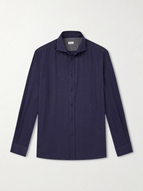 Brunello Cucinelli Herringbone Cotton and Lyocell-Blend Shirt