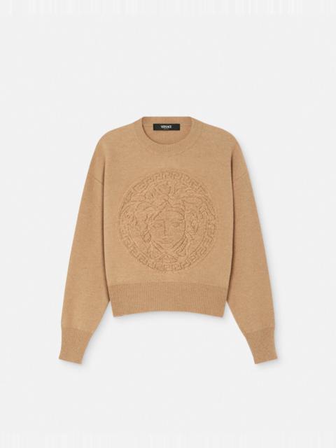 VERSACE Medusa Wool-Blend Knit Towel Sweater
