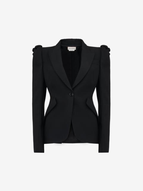Women's Knot Single-breasted Jacket in Black