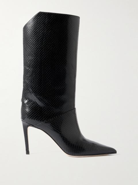 JIMMY CHOO Beren 85 Snake-effect Leather Boots