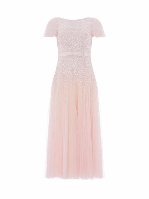 Needle & Thread Sequin Cascade Bow Short Sleeve Gown