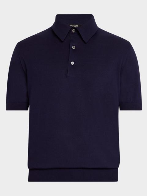 ZEGNA Men's Premium Cotton Short-Sleeve Knit Polo