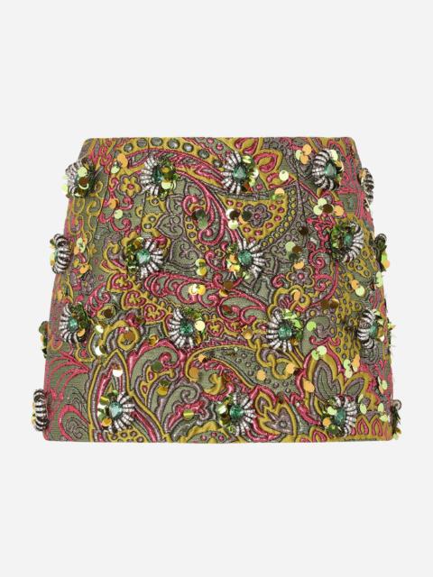 Dolce & Gabbana Lurex jacquard miniskirt with embellishment