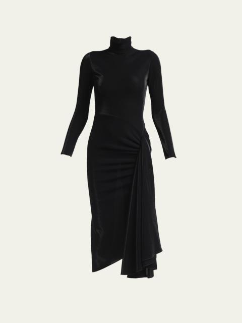 GIORGIO ARMANI Draped Iridescent Jersey Midi Dress