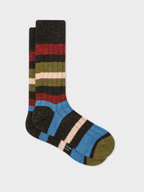 Black Chunky Stripe Socks