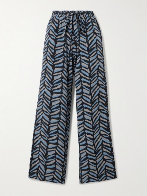 MATTEAU Printed Silk Crepe De Chine Straight-leg Pants