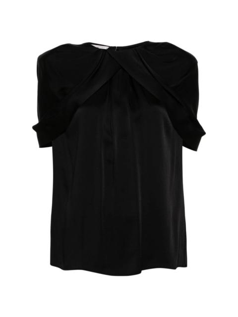 cape-detail satin blouse