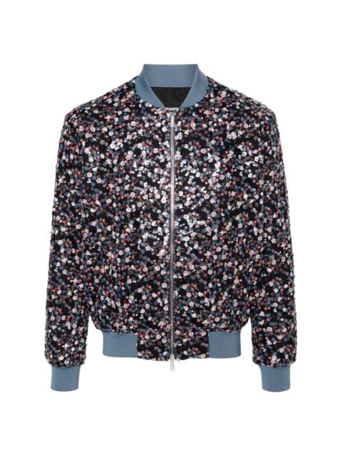 Blossoms floral-embroidery sequinned jacket
