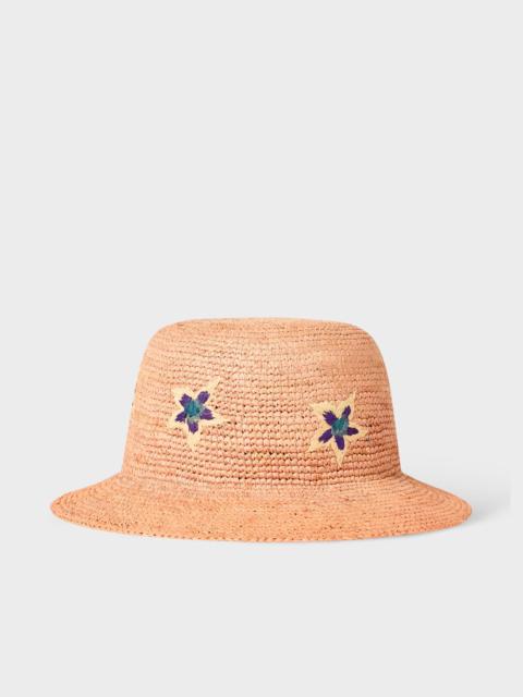 Paul Smith Pale Pink 'Sunflare Stars' Straw Hat