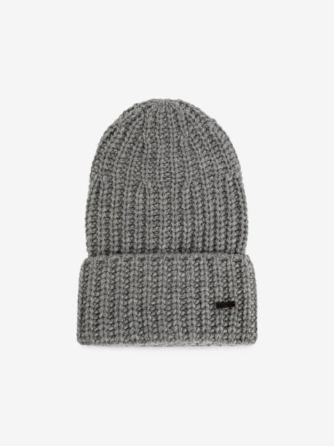 DSQUARED2 logo-plaque chunky-knit beanie hat