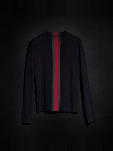 GUCCI Knit cotton sweater with Web intarsia