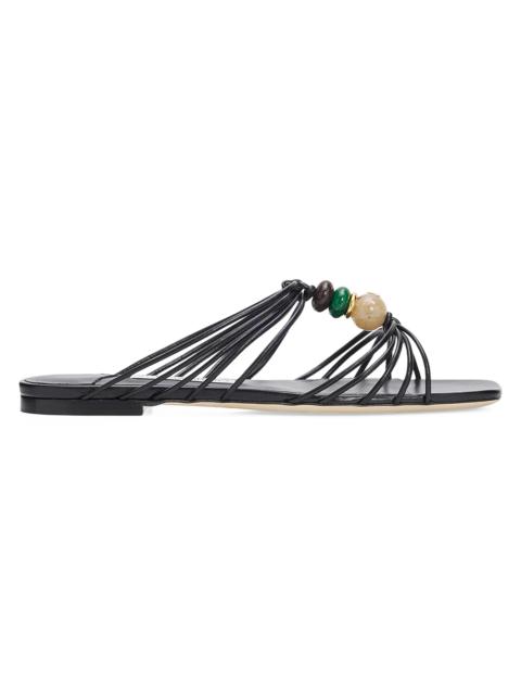 JIMMY CHOO Women's Lova Multi-Strap Beaded Leather Mules - Black